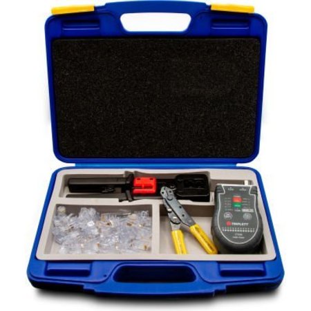 JEWELL INSTRUMENTS PAPER Triplett High-Speed, Pass-Thru RJ45 Tool Kit w/ Crimp Tool, Connectors, Wire Cutter, Cable Testers HS-TK